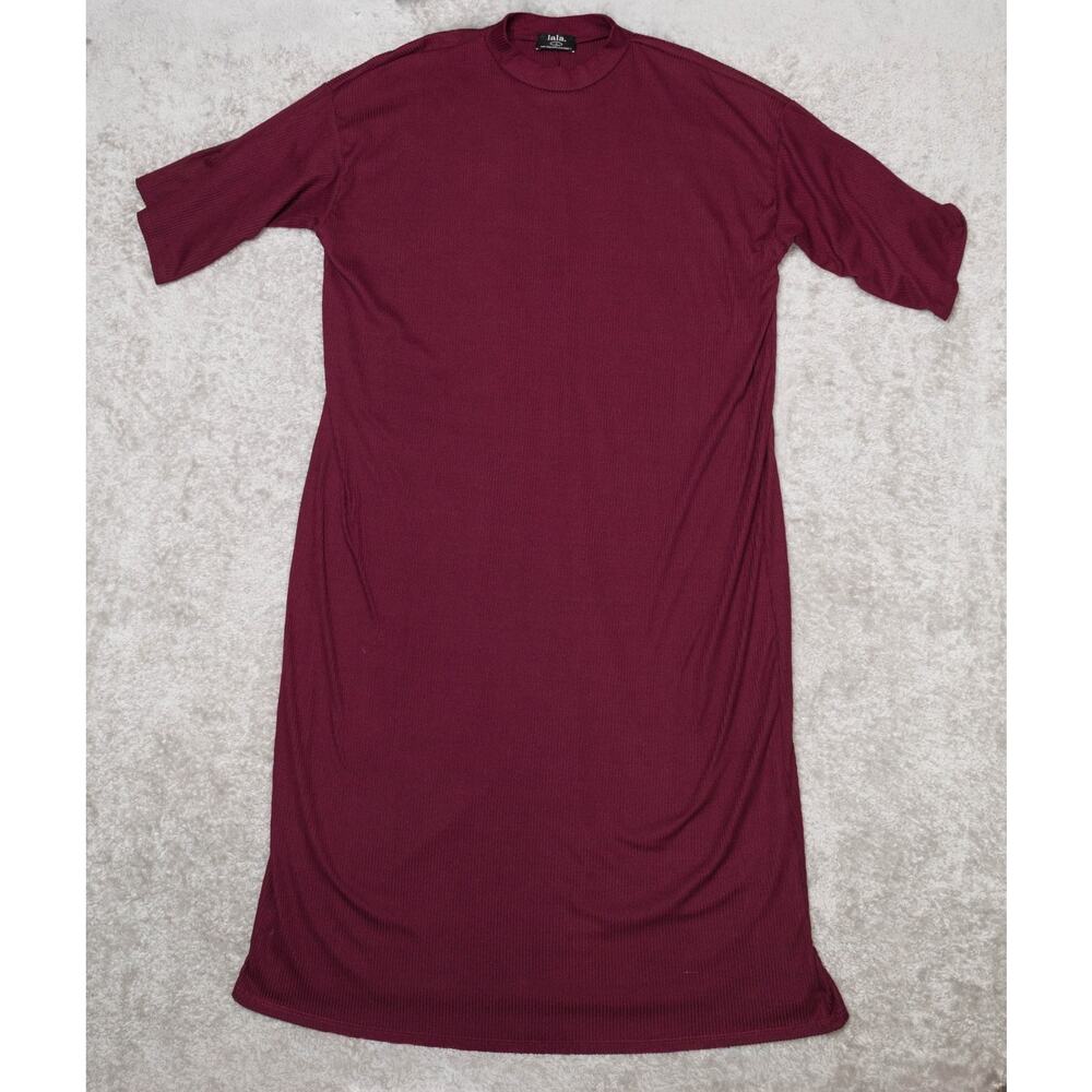 Dressed in LaLa Ozzy Dress in Maroon Midi Ribbed Oversized Womens Size L